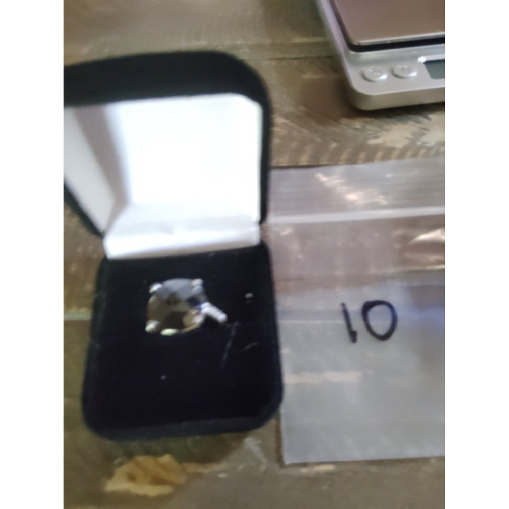 925 Black Cushion Cut CZ Solitaire Accent Cocktail Ring Size 7.5